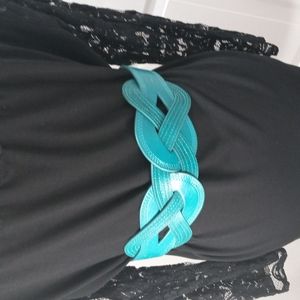 Teal Braded Belt Sz Small,Elastic with Snaps in the back